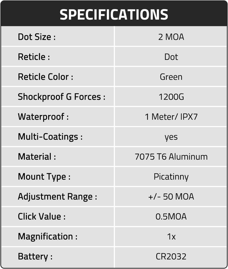 CVLIFE JackalHowl Red Dot Sight,1x20mm 2MOA Red dot Motion Awake Red Dot Scope Compact Red Dot Optics with Co-Witness Riser and Low-Profile Mount,10 Brightness Button Settings - Image 5